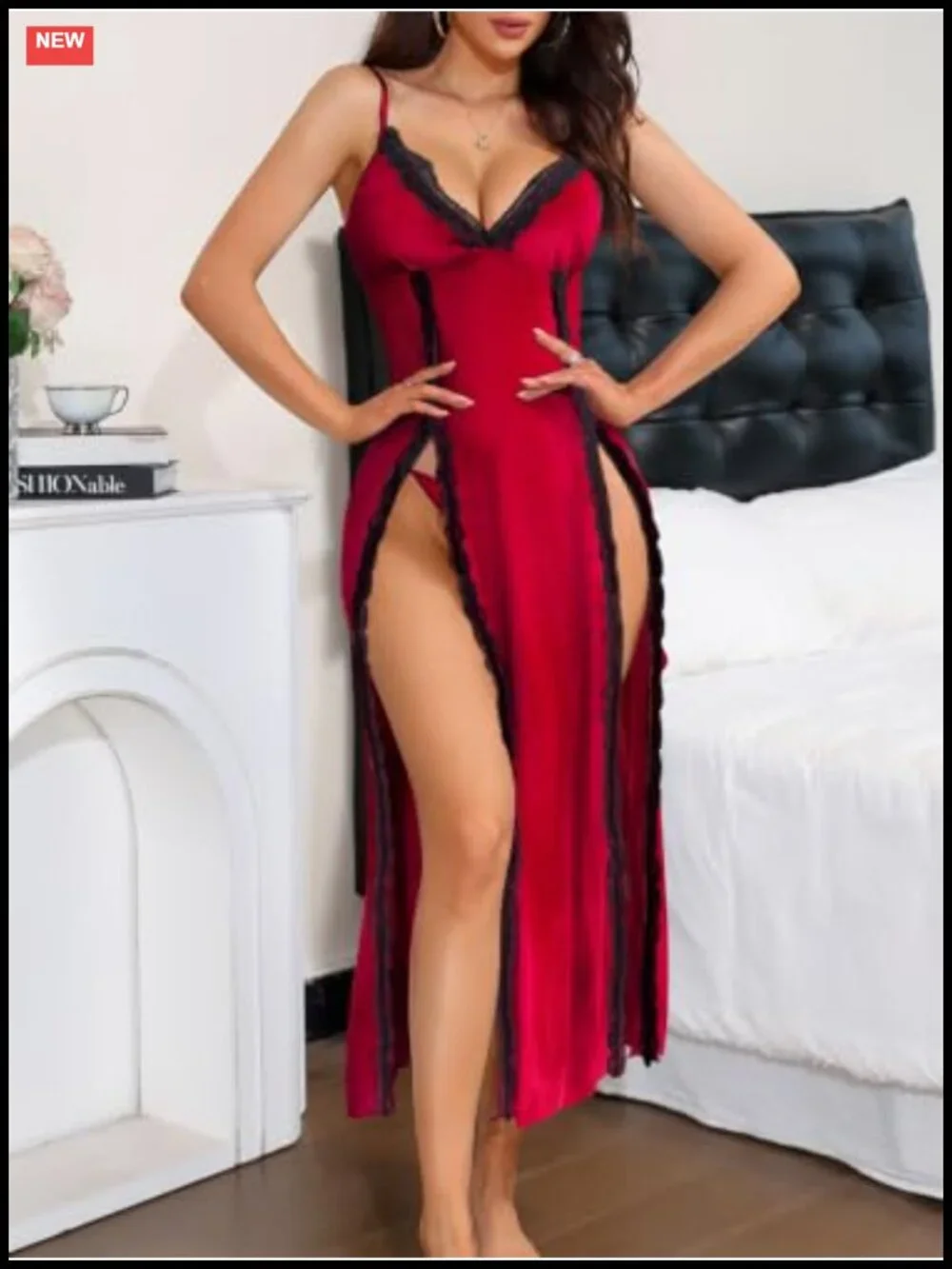 Silky Sleeveless V-Neck Babydoll Chemise Nightgown with Thong 2pc Set